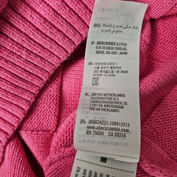 Hollister Knit Long Sleeve Woven Crew Neck Cotton Cropped Pink Sweater - Picture 6 of 9